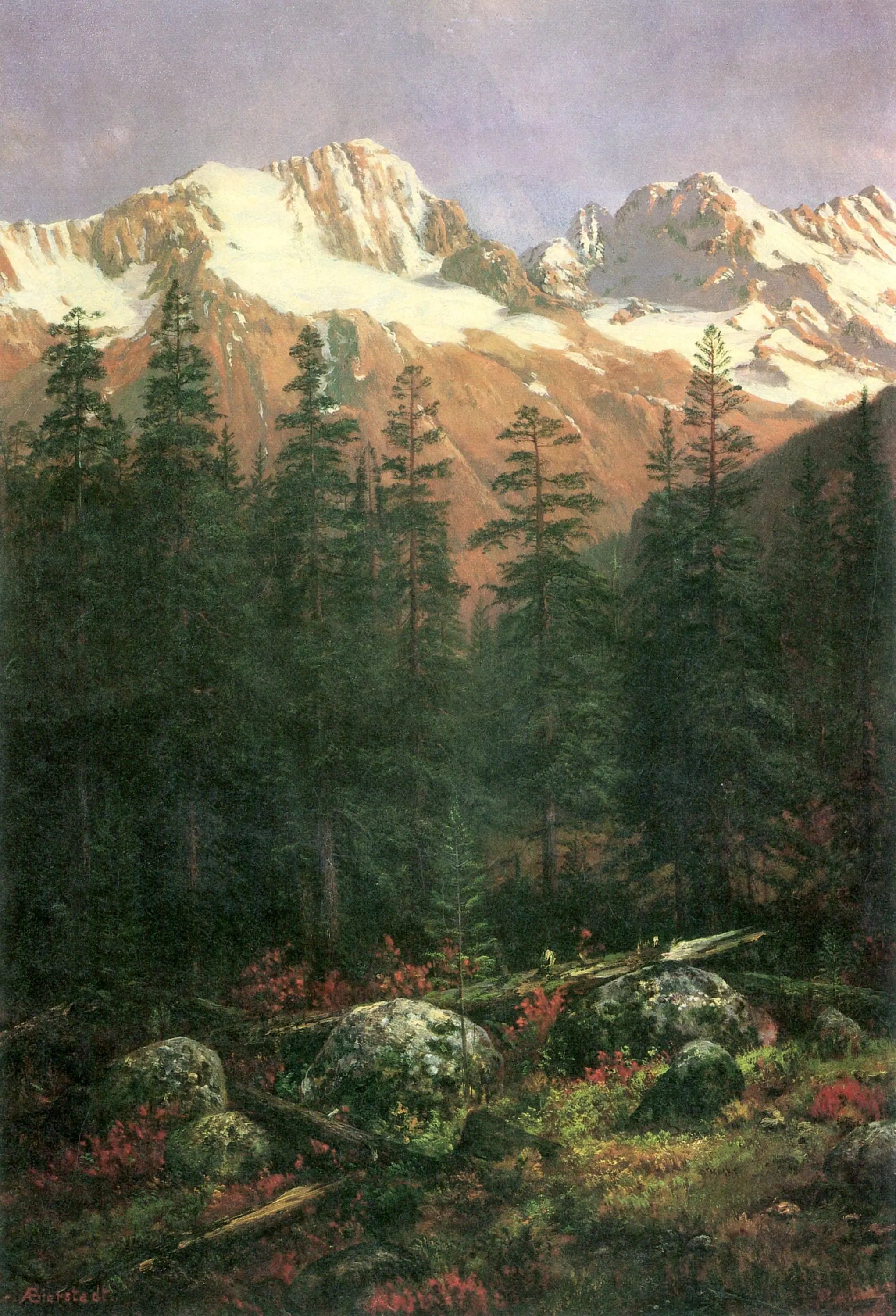 Rocheuses canadiennes - Albert Bierstadt image 1 copie peinte à la main à l’huile