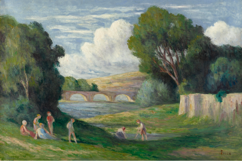 Rolleboise, bathers near the arm of the Seine - Maximilien Luce