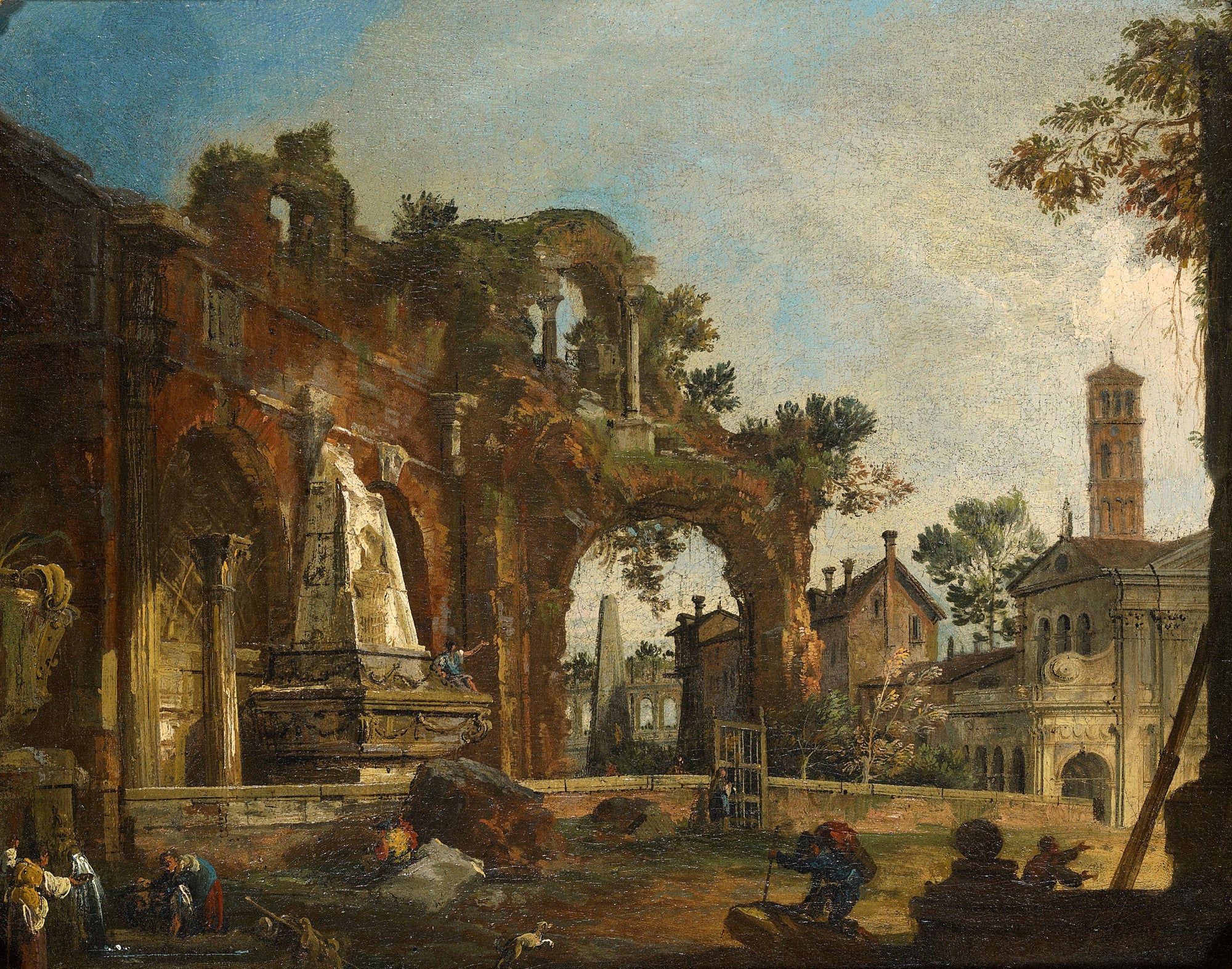 Rome : Capriccio with ruins based on the Forum - Canaletto