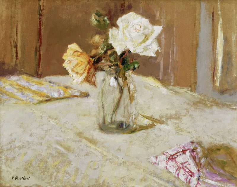 Roses in a glass vase - Édouard Vuillard