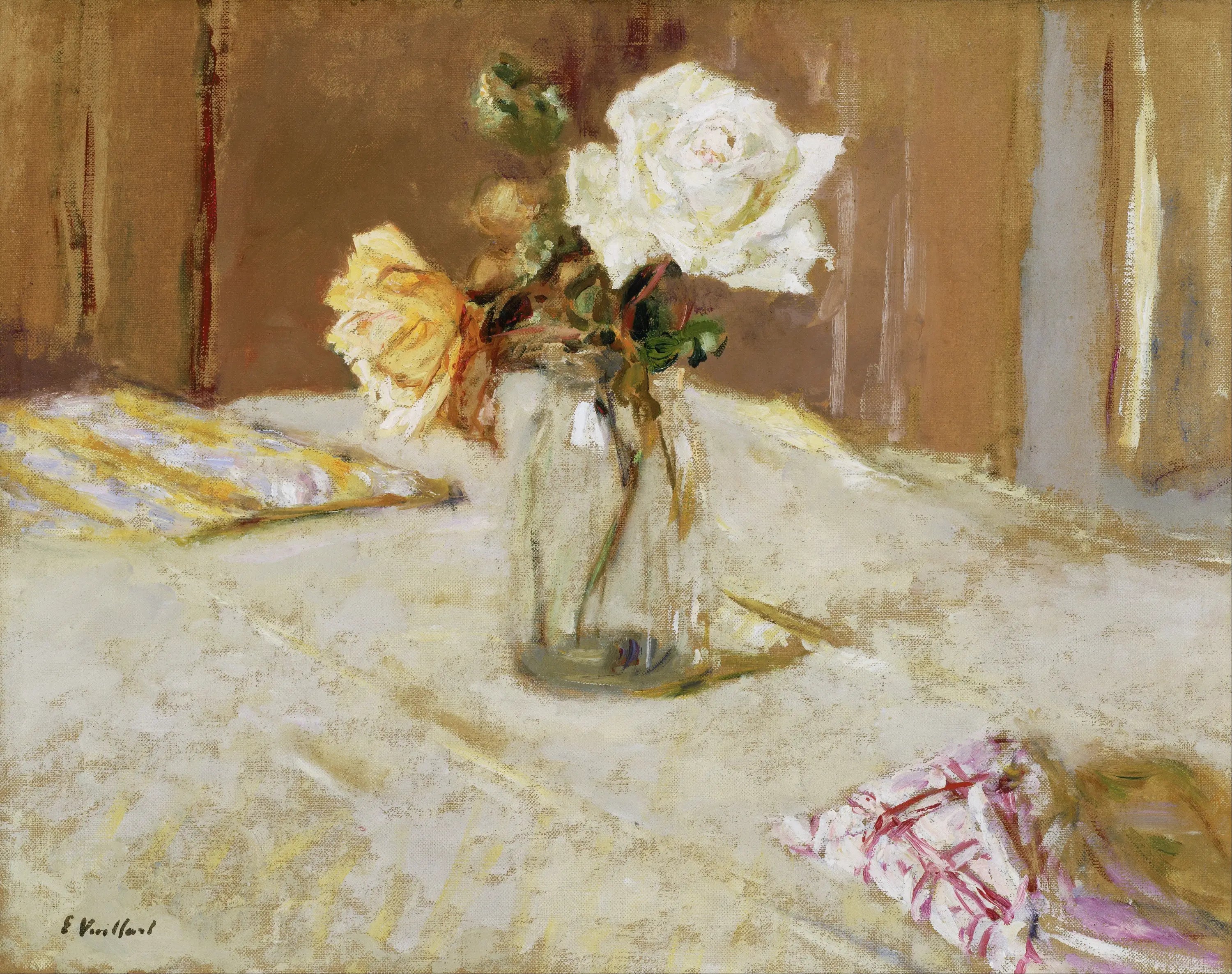 Roses dans un vase de verre - Édouard Vuillard - Alpha Reproduction