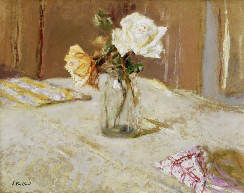 Roses in a glass vase - Édouard Vuillard