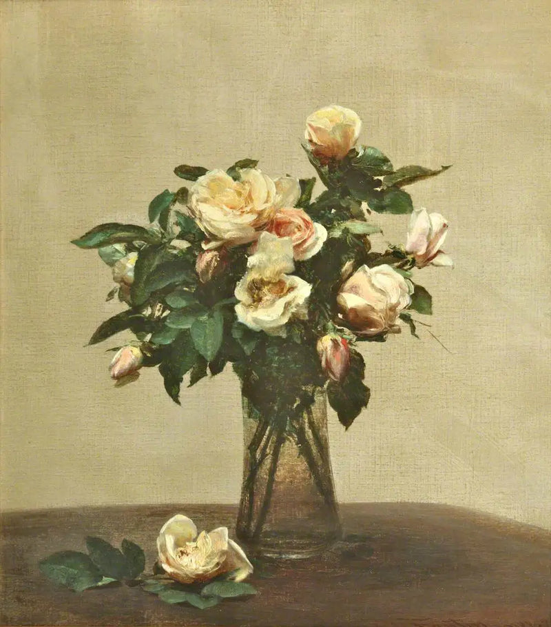 Roses in a Glass Vase - Henri Fantin-Latour