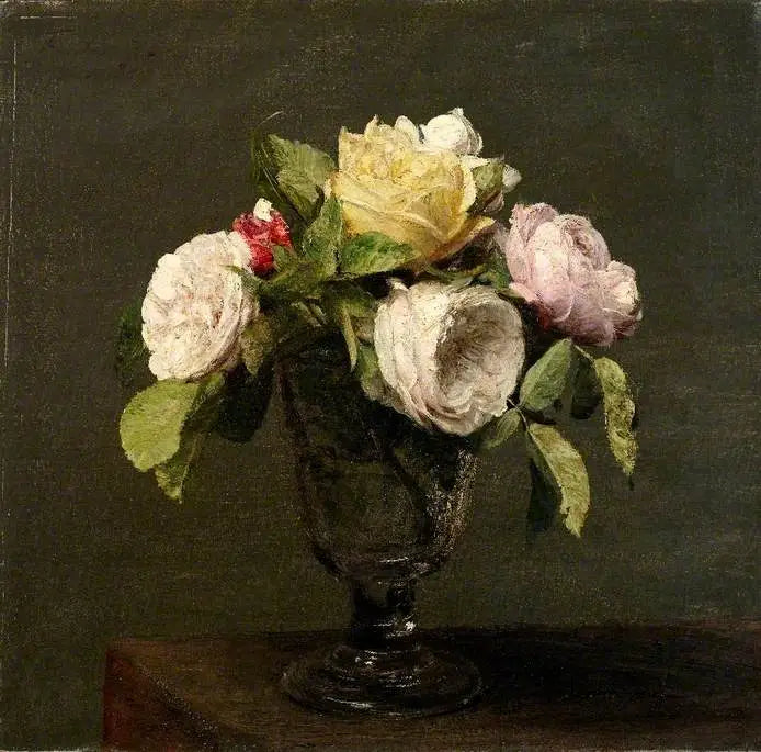 Roses in a Footed Glass - Henri Fantin-Latour