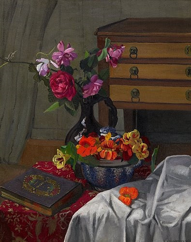 Roses and Nasturtiums. - Félix Vallotton