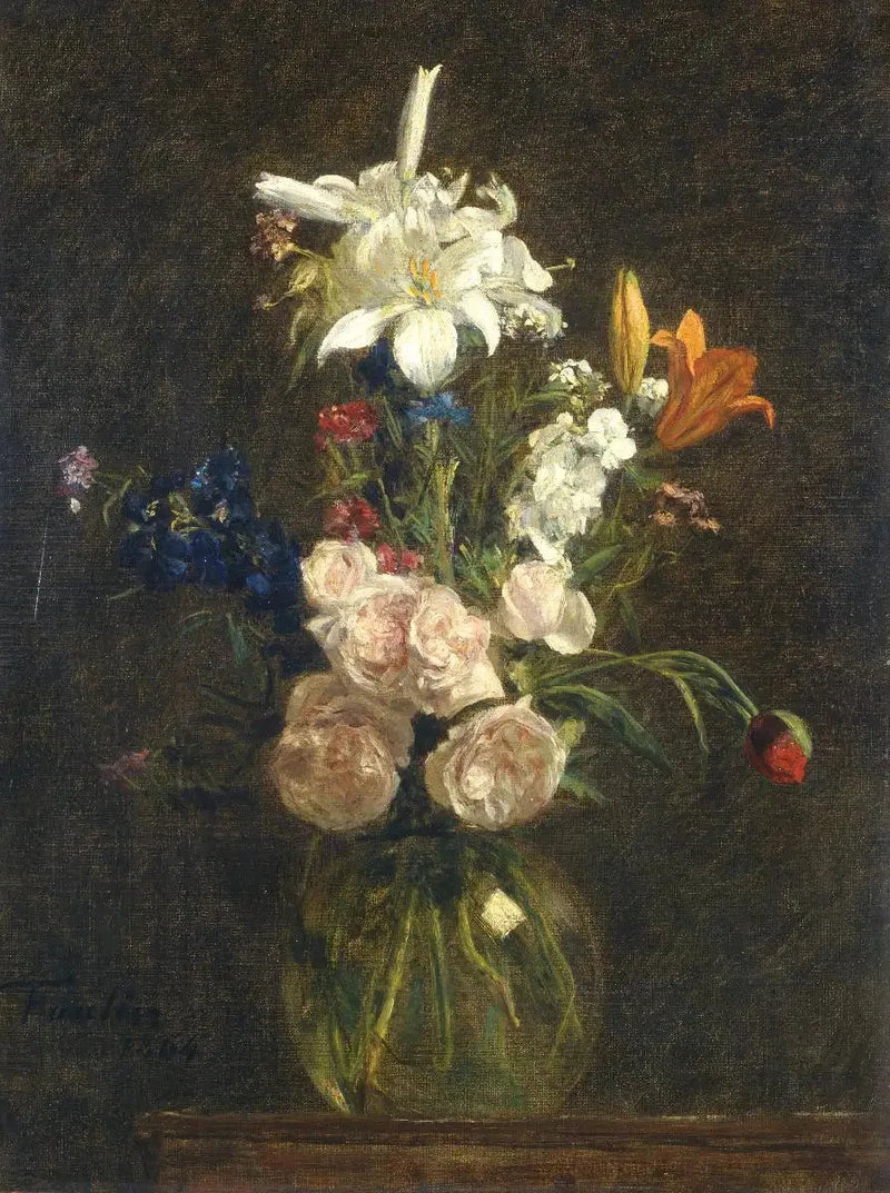 Roses and lilies in a vase - Henri Fantin-Latour