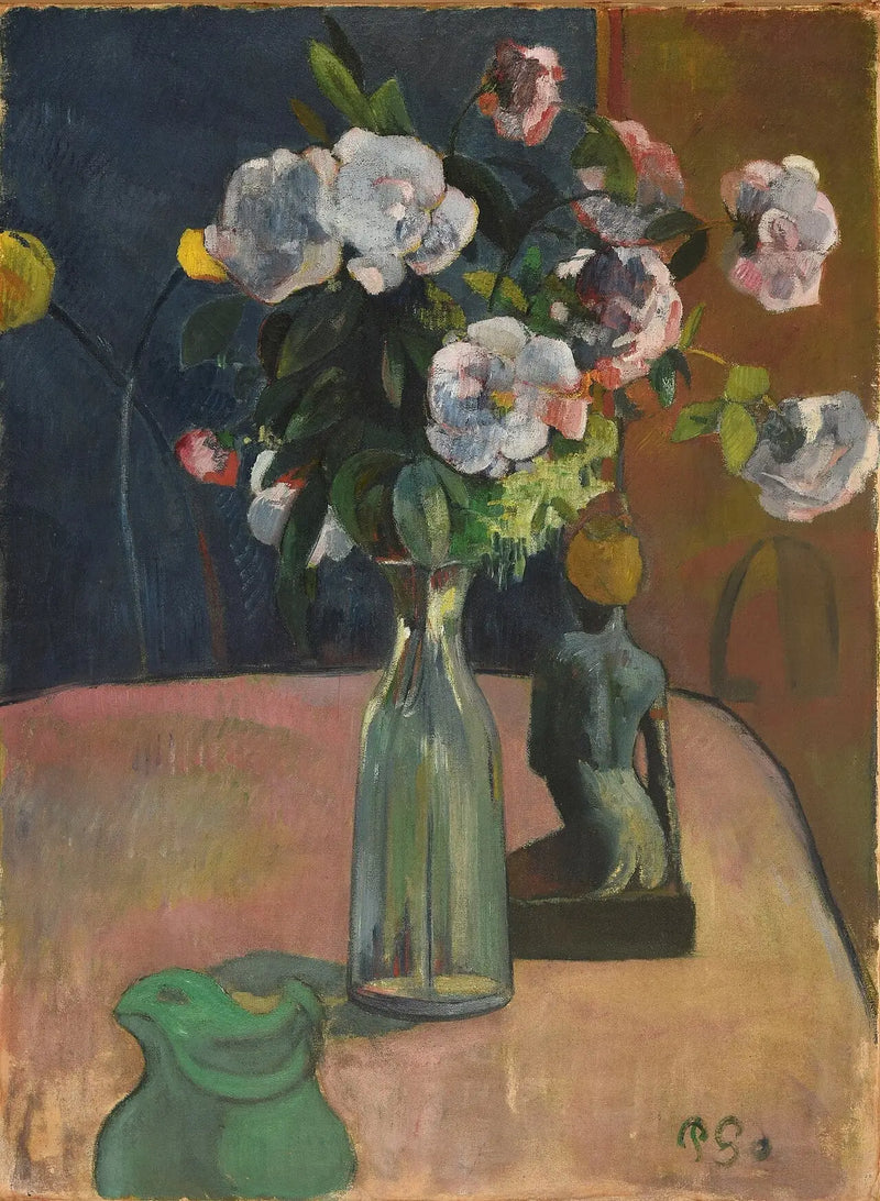 Roses and statuette - Paul Gauguin