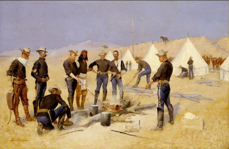 Roast the Christmas beef in a cavalry camp - Frederic Remington