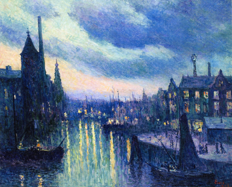 Rotterdam, Night Effect (La Schie) - Maximilien Luce