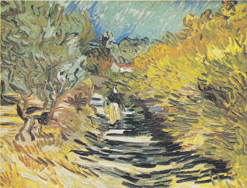 A Road in Saint-Rémy with a Female Figure - Vincent van Gogh