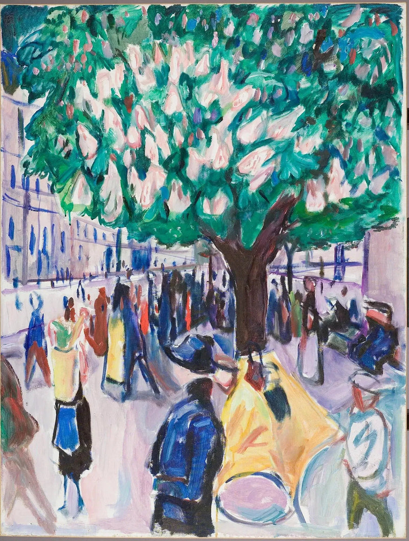 street with flowering chestnut - Edvard Munch