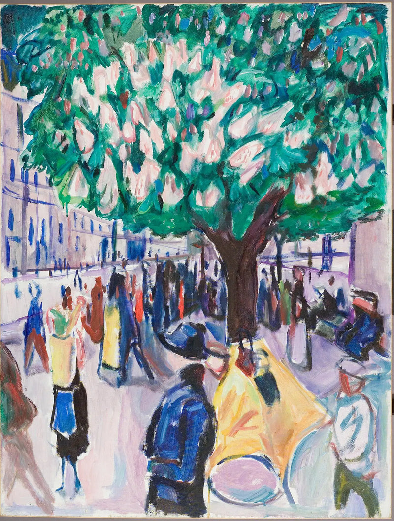 street with flowering chestnut - Edvard Munch
