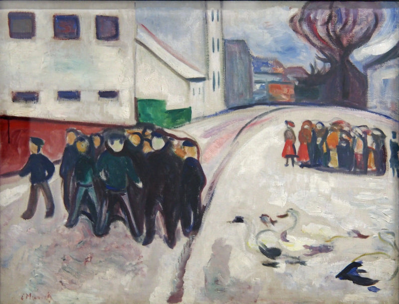 street of a small town in the snow - Edvard Munch