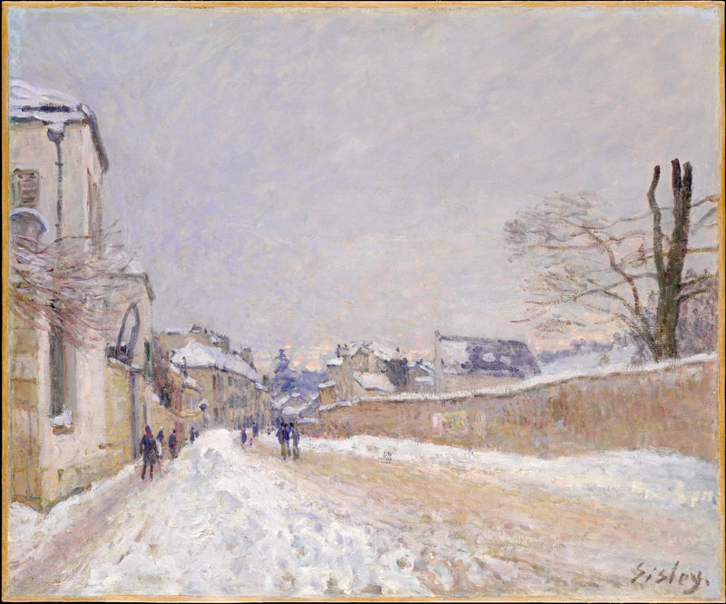 Eugène Moussoir Street in Moret: Winter - Alfred Sisley