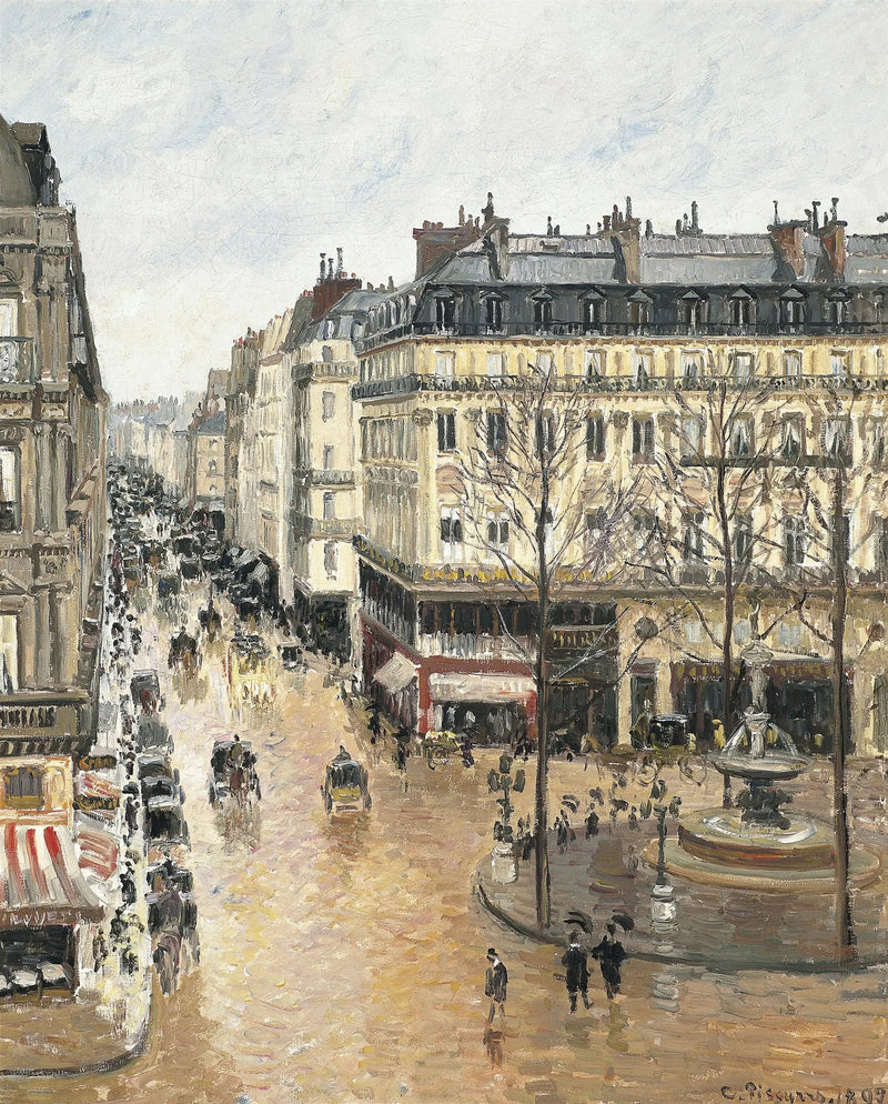 Rue Saint-Honoré, Afternoon, Rain Effect - Camille Pissarro