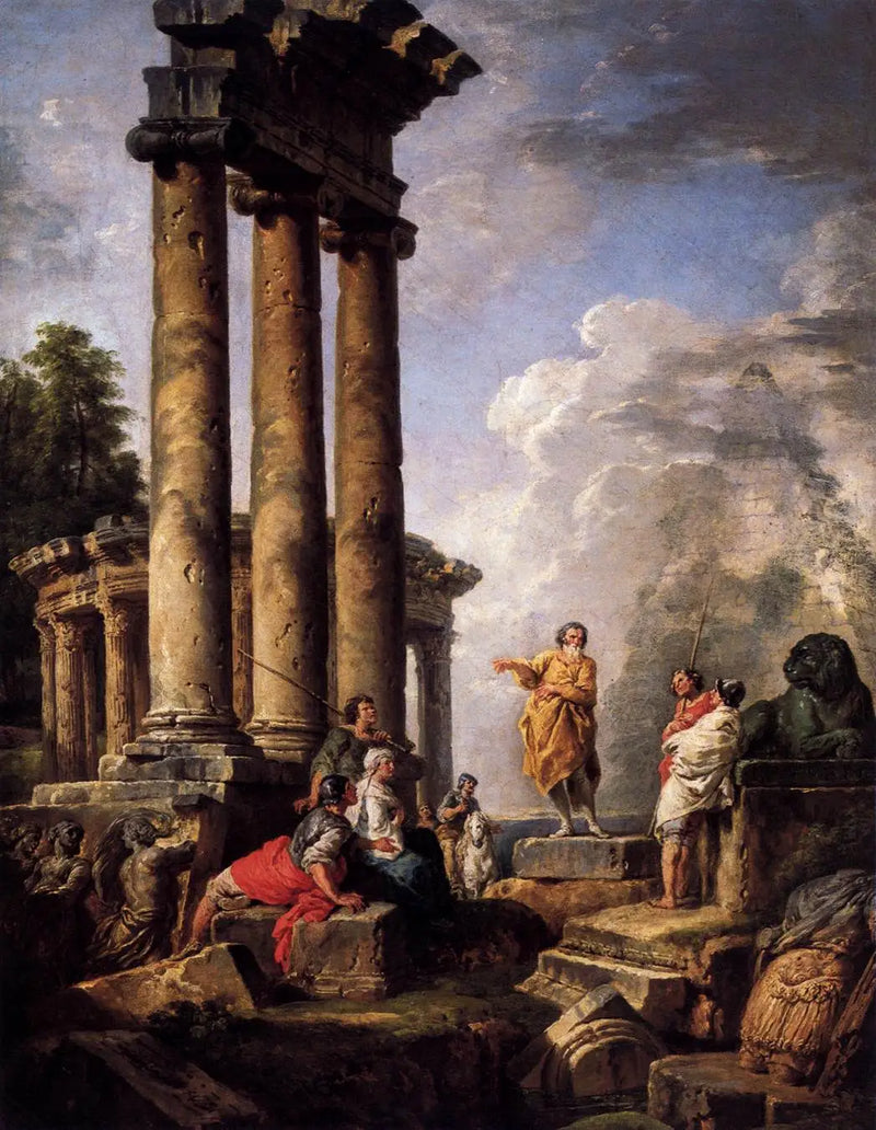 Ruins with Saint Paul Preaching - Giovanni Paolo Panini