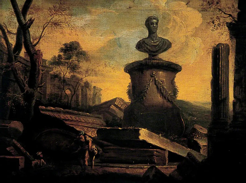 Ruins with a bust - Giovanni Paolo Panini