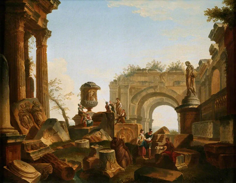 Ruins with an urn and an arch - Giovanni Paolo Panini