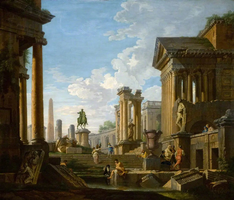 Roman Ruins and Figures - Giovanni Paolo Panini