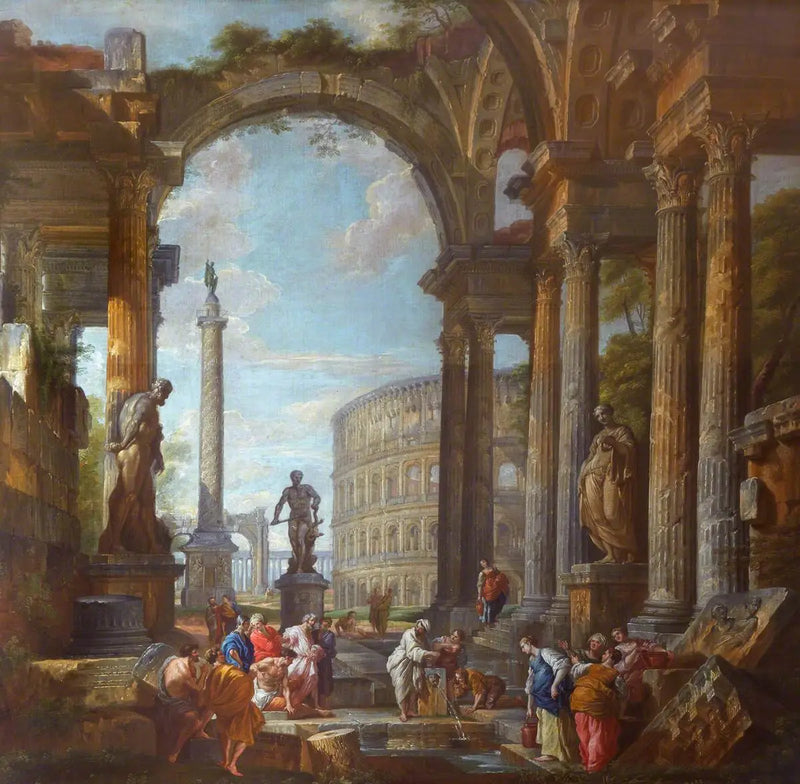 Roman Ruins with Figures - Giovanni Paolo Panini