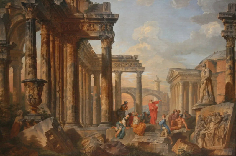 Roman Ruins with a Preacher - Giovanni Paolo Panini