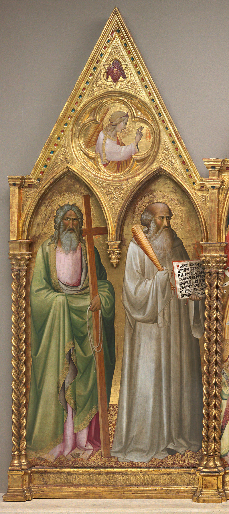 Saint Andrew and Saint Benedict with the Archangel Gabriel [left panel] - Agnolo Gaddi