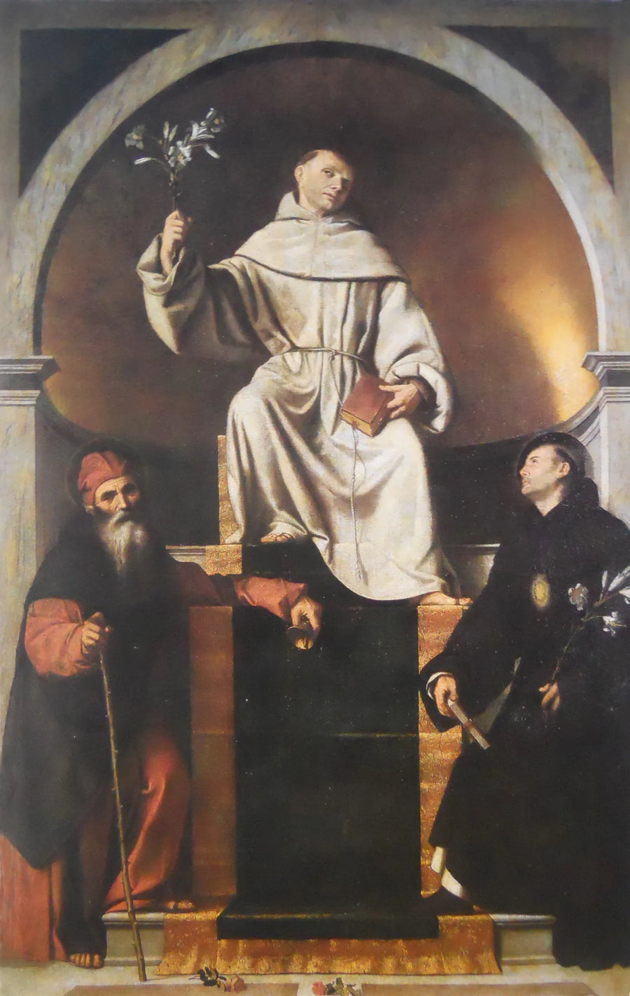 Saint Anthony of Padua with Saints Anthony the Abbot and Nicholas of Tolentino - Alessandro Bonvicino