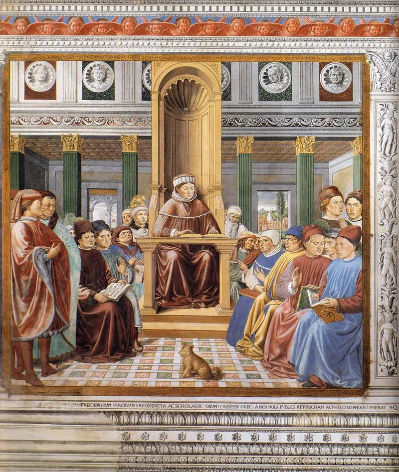 Saint Augustine teaching in Rome (scene 6, south wall) - Benozzo Gozzoli