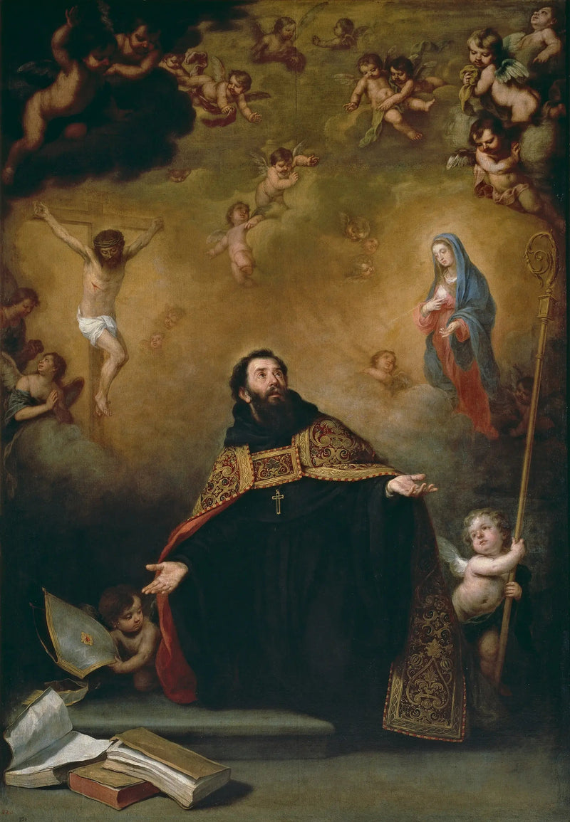 Saint Augustine between Christ and the Virgin - Bartolomé Esteban Murillo