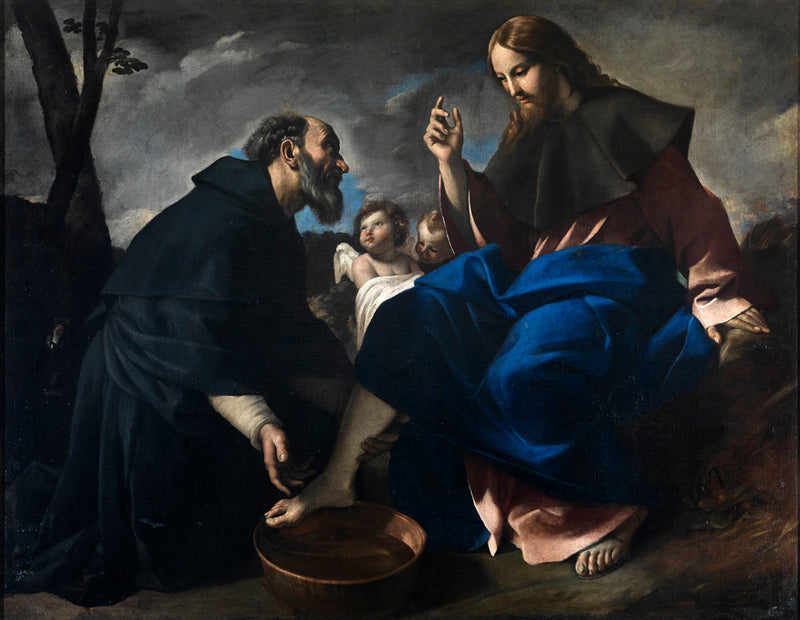 Saint Augustine washing the feet of Christ - Giovanni Lanfranco