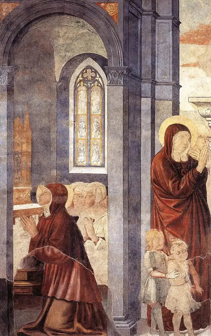 Saint Augustine Leaving His Mother (Scene 3, East Wall) - Benozzo Gozzoli