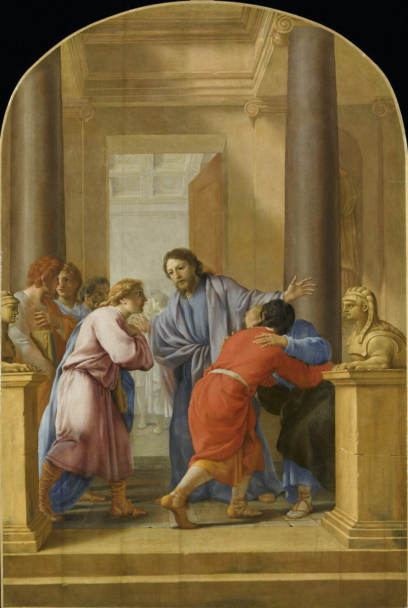 Saint Bruno encourages his disciples and friends to leave the world - Eustache Le Sueur