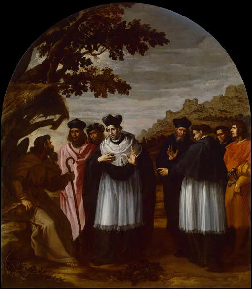 Saint Bruno et ses six compagnons rendent visite à un ermite - Vincenzo Carducci
