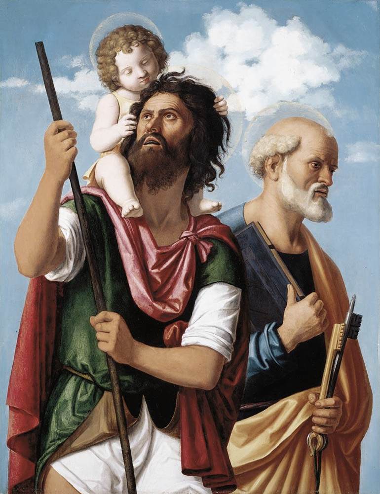 Saint Christopher with the Child Jesus and Saint Peter - Cima da Conegliano