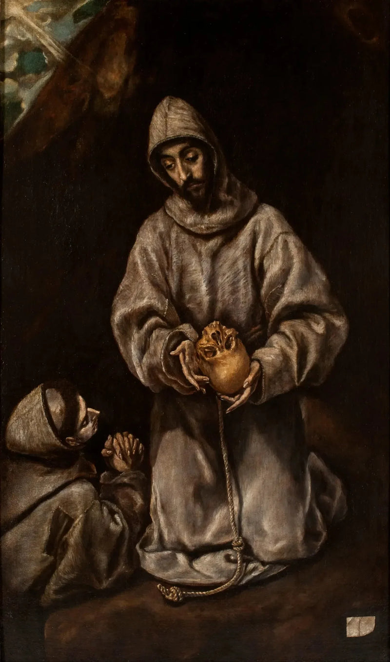 Saint François and Brother Léon Meditating on Death - El Greco