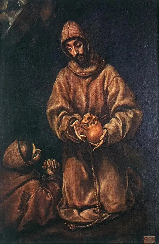 Saint François and Brother Léon Meditating on Death - El Greco