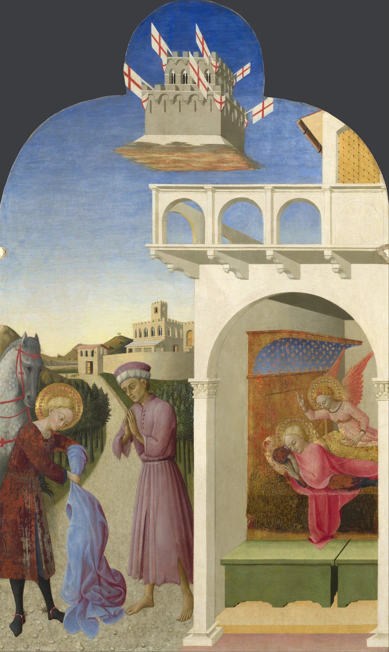 Saint François et le pauvre chevalier, et la vision de François - Sassetta image 1 copie de tableau peinte à la main
