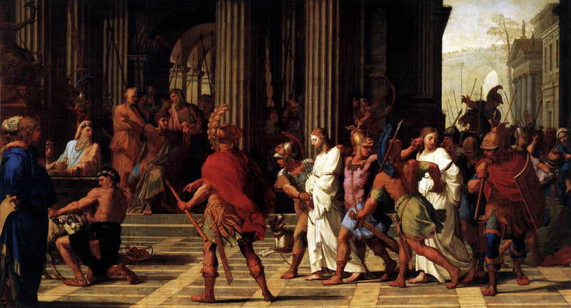 Saint Gervais et saint Protais arrivent devant Astasius refusant de sacrifier à Jupiter