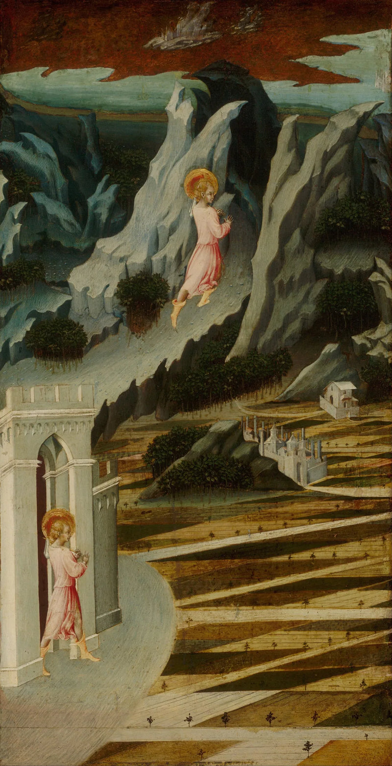 Saint John the Baptist Entering the Desert - Giovanni di Paolo