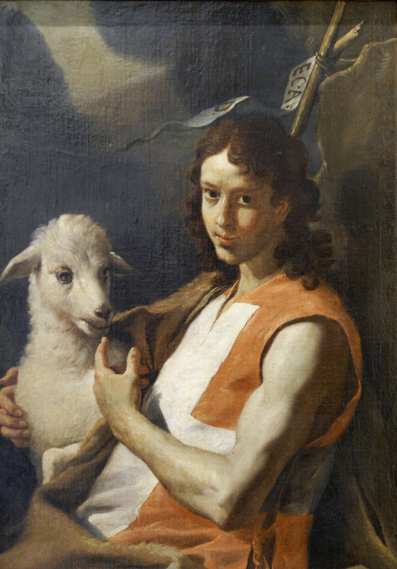 Saint John the Baptist wearing the red tabard of the Order of Saint John - Mattia Preti