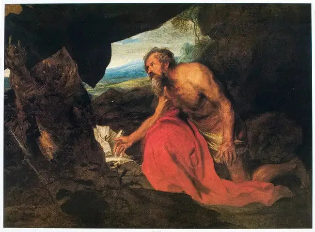 Saint Jerome in an Hermit in a Landscape, Reading - Antoine van Dyck