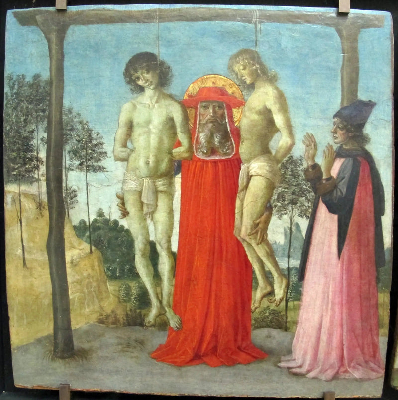 Saint Jerome supporting two hanged youths - Pietro Perugino