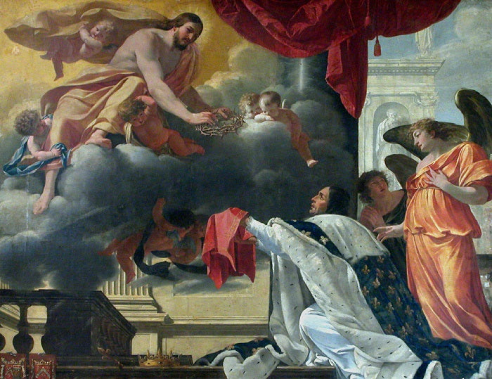 Saint Louis receiving the crown of thorns from the hands of Christ appearing to him - Simon Vouet
