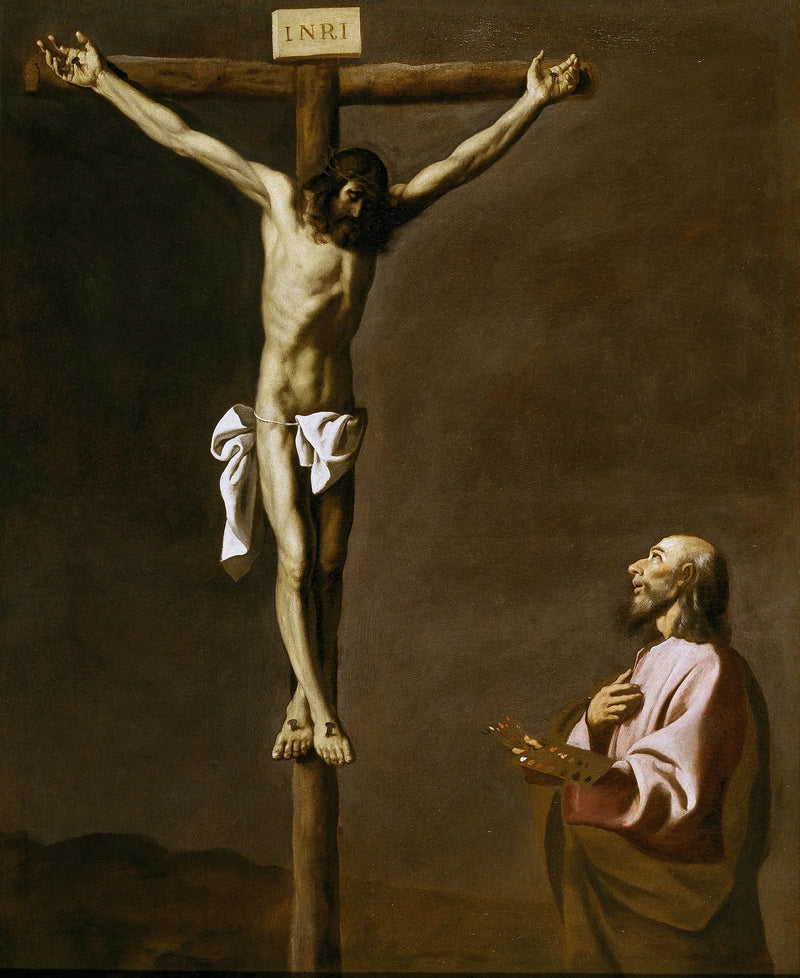 Saint Luke as painter, devant le Christ en croix - Francisco de Zurbarán