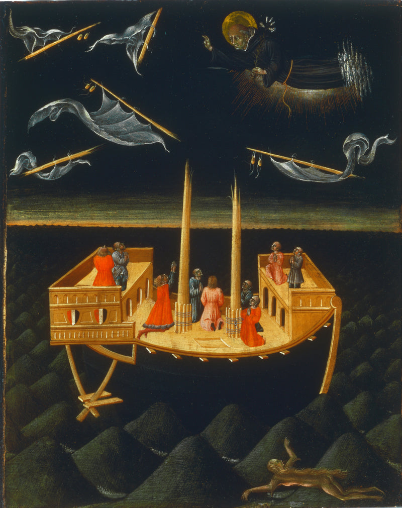 Saint Nicolas de Tolentino saving a shipwrecked person - Giovanni di Paolo