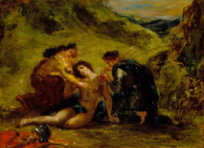 Saint Sebastian with Saint Irene and an Accompanying Figure - Eugène Delacroix