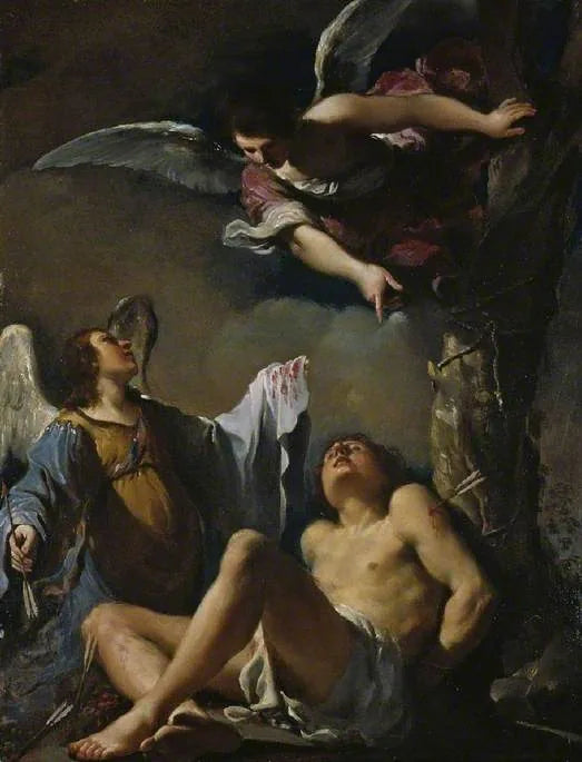 Saint Sebastian Secured by Two Angels - Guercino