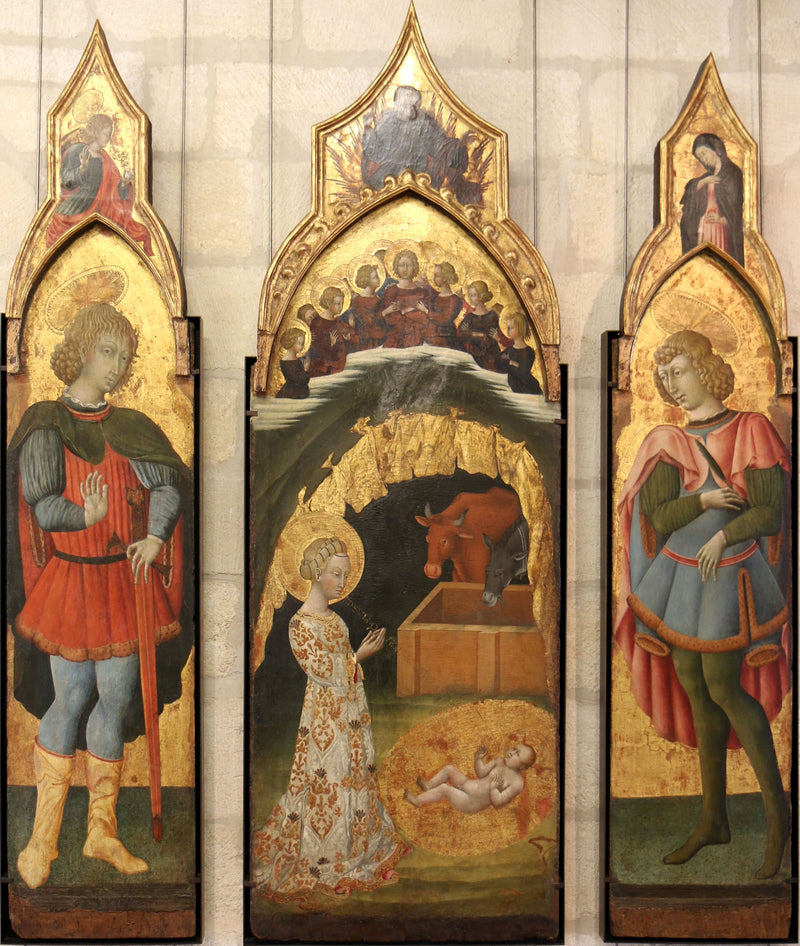 Saint Vittorin (?) (above: the Angel of the Annunciation) - Giovanni di Paolo