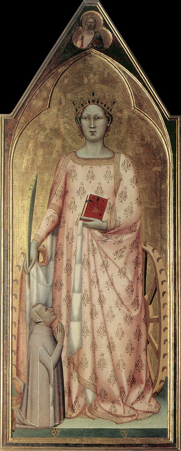 Saint Catherine of Alexandria with the donor and the blessing of Christ - Bernardo Daddi