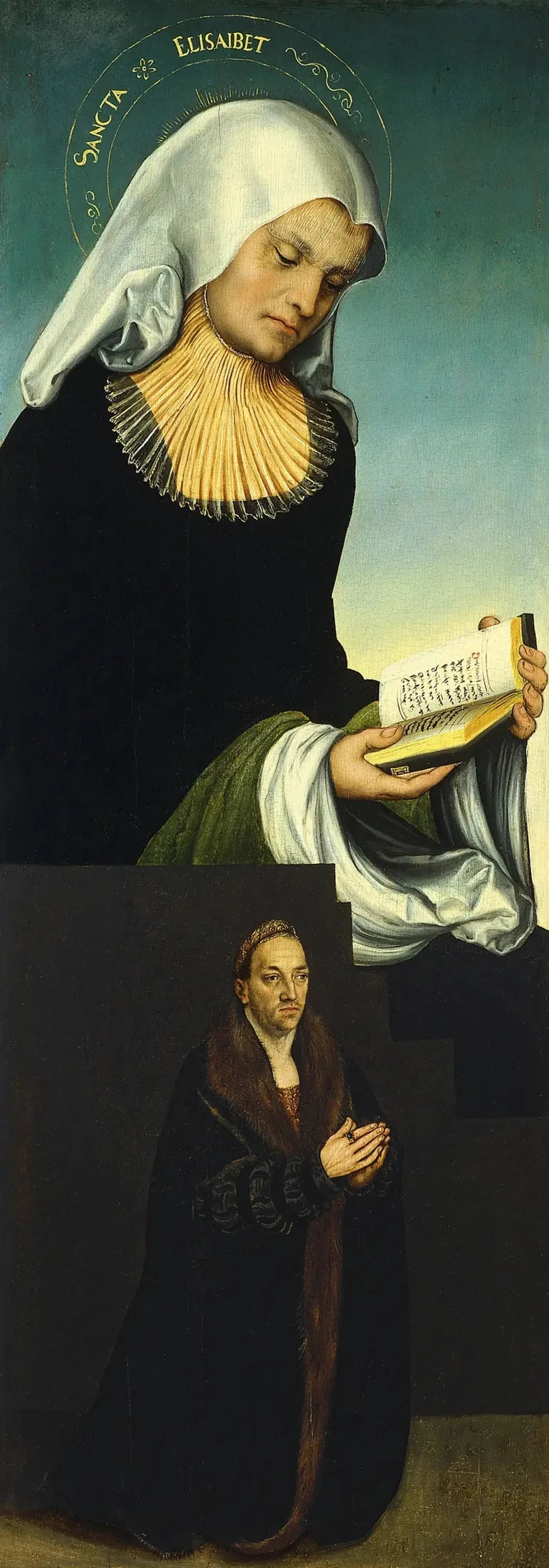 Sainte Élisabeth avec le duc Georges de Saxe comme donateur (aile gauche intérieure) - Lucas Cranach the Elder image 1 copie de tableau peinte à la main